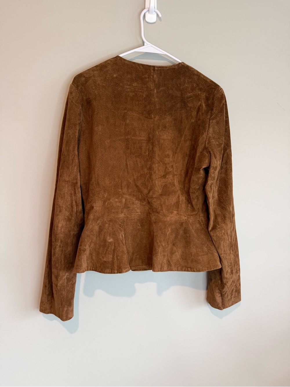 ZARA Flared Hem 100% Suede Leather Jacket in Whiskey Brown Size Small - Picture 3 of 14
